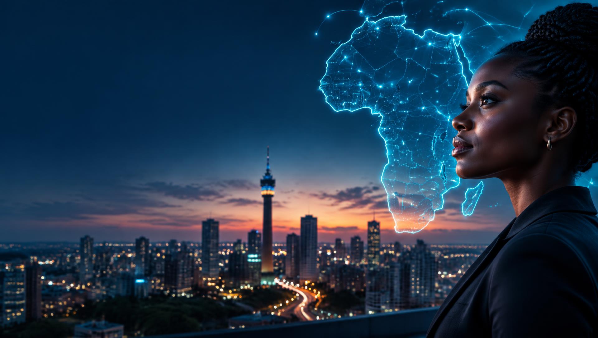 African technology professional in a connected digital environment